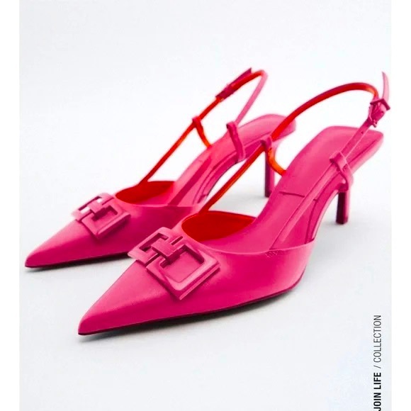 ✨SALE ✨ZARA SLINGBACK LEATHER HEELS ✨SALE ✨ main image 6